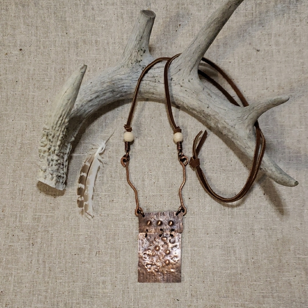 Rustic Copper Pendant Necklace - Picture 2 of 6